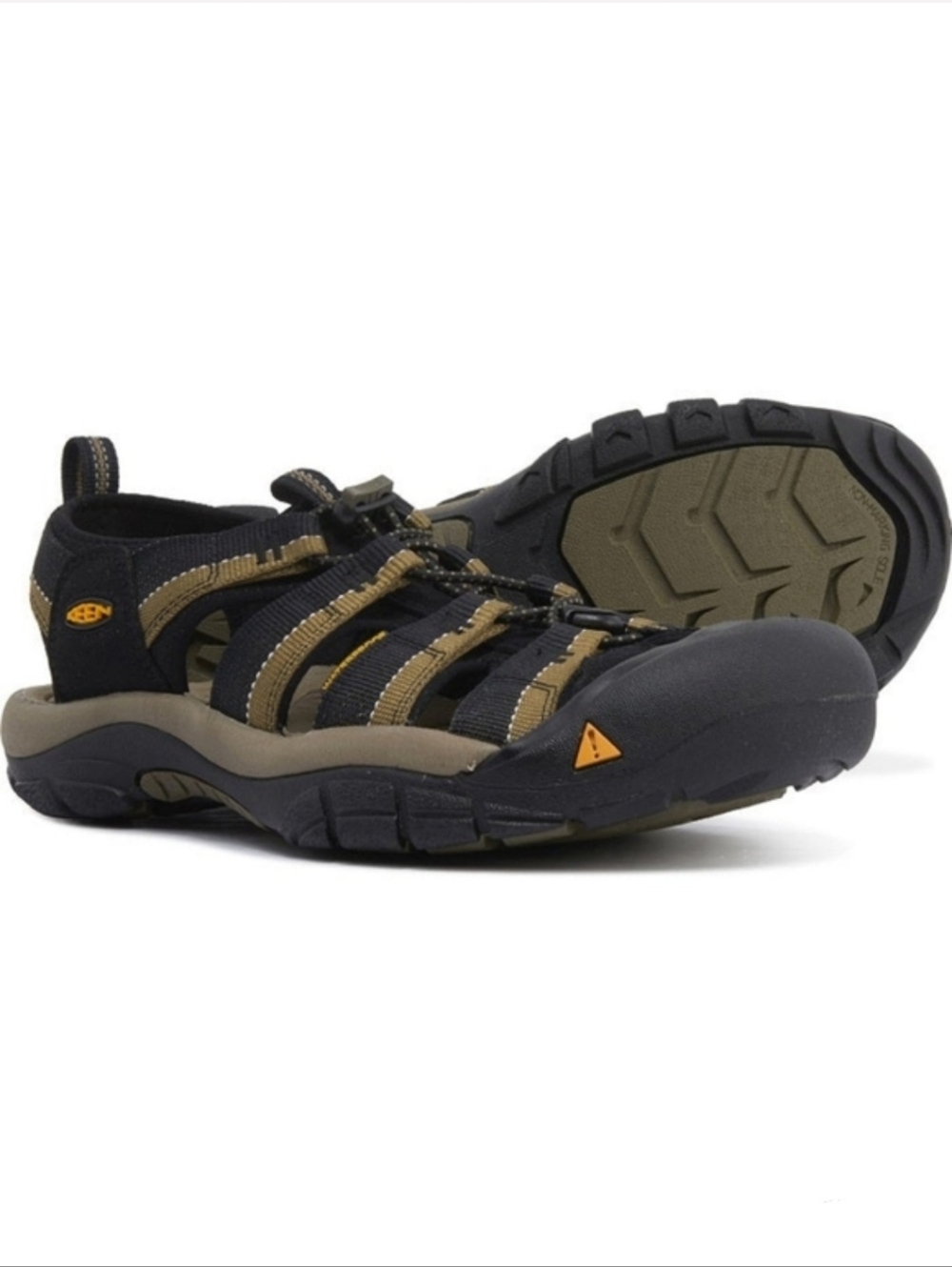 KEEN Newport H2 Men's Black & Olive Khaki Closed-Toe Sport Sandals Size 12